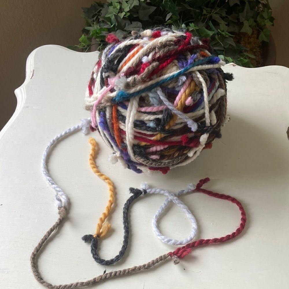 Big Ball Of Mixed 🧶 Yarns That Have Been Tied Together Ready For Creation